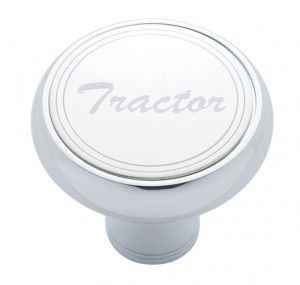 Chrome Air Valve Knob W/ Stainless Steel "Tractor" Plaque