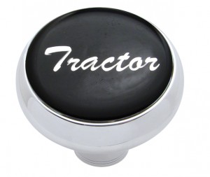 Chrome Deluxe Air Valve Knob W/ Glossy "Tractor" Sticker - Black