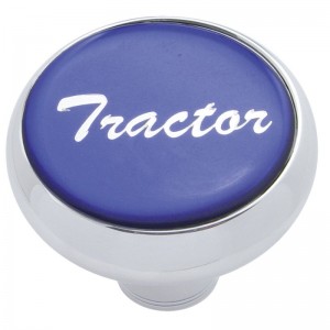 Chrome Deluxe Air Valve Knob W/ Glossy "Tractor" Sticker - Blue