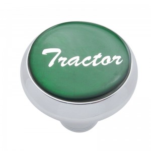Chrome Deluxe Air Valve Knob W/ Glossy "Tractor" Sticker - Green