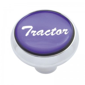 Chrome Deluxe Air Valve Knob W/ Glossy "Tractor" Sticker - Purple