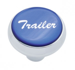 Chrome Deluxe Air Valve Knob W/ Glossy "Trailer" Sticker - Blue