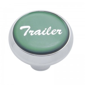 Chrome Deluxe Air Valve Knob W/ Glossy "Trailer" Sticker - Green