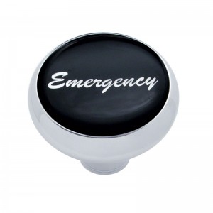 Chrome Deluxe Air Valve Knob W/ Glossy "Emergency" Sticker - Black
