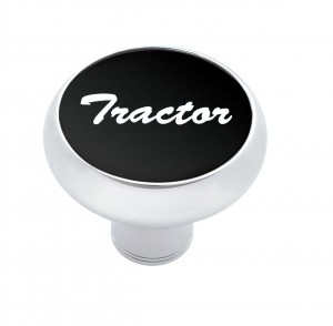 Chrome Deluxe Air Valve Knob W/ Aluminum "Tractor" Sticker - Black