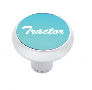 Chrome Deluxe Air Valve Knob W/ Aluminum "Tractor" Sticker - Blue