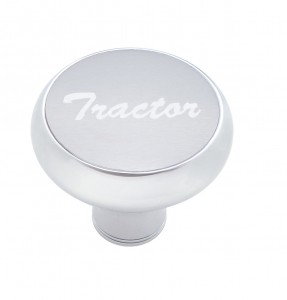 Chrome Deluxe Air Valve Knob W/ Aluminum "Tractor" Sticker - Silver