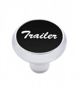 Chrome Deluxe Air Valve Knob W/ Aluminum "Trailer" Sticker - Black