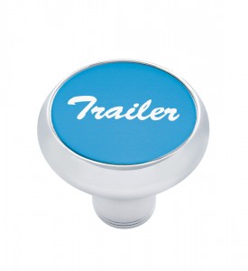 Chrome Deluxe Air Valve Knob W/ Aluminum "Trailer" Sticker - Blue