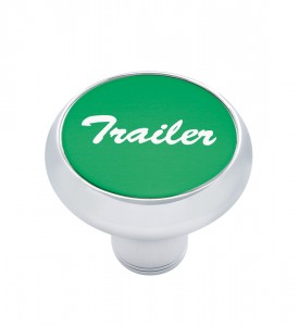Chrome Deluxe Air Valve Knob W/ Aluminum "Trailer" Sticker - Green