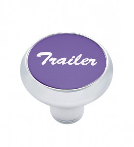 Chrome Deluxe Air Valve Knob W/ Aluminum "Trailer" Sticker - Purple