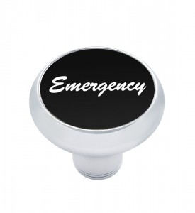 Chrome Deluxe Air Valve Knob W/ Aluminum "Emergency" Sticker - Black