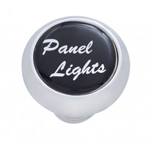 Chrome Deluxe Dash Knob W/ Glossy "Panel Lights" Sticker - Black
