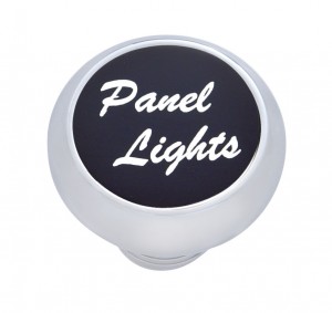 Chrome Deluxe Dash Knob W/ Aluminum "Panel Lights" Sticker - Black