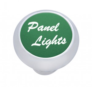 Chrome Deluxe Dash Knob W/ Aluminum "Panel Lights" Sticker - Green