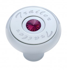 Chrome Deluxe Air Valve Knob With Stainless Steel "Trailer" Plaque & Diamond - Purple