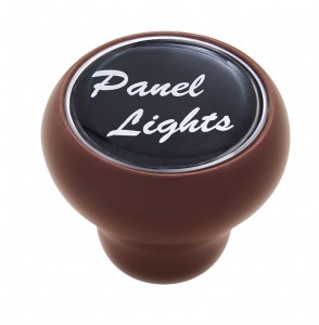 Wood Deluxe Dash Knob W/ Glossy "Panel Lights" Sticker - Black
