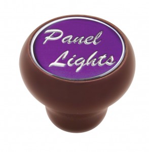 Wood Deluxe Dash Knob W/ Glossy "Panel Lights" Sticker - Purple