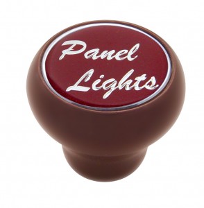 Wood Deluxe Dash Knob W/ Glossy "Panel Lights" Sticker - Red