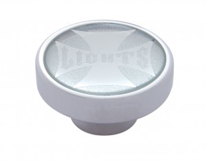 Chrome Dash Knob W/ Glossy "Panel Lights" Maltese Cross Sticker - Silver