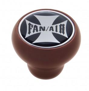 Wood Deluxe Knob W/ Glossy "Fan/Air" Maltese Cross Sticker - Black