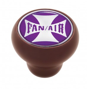 Wood Deluxe Knob W/ Glossy "Fan/Air" Maltese Cross Sticker - Purple