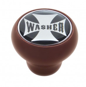Wood Deluxe Knob W/ Glossy "Washer" Maltese Cross Sticker - Black