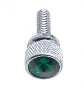 (12/Card) Chrome Kenworth Dash Short Screws W/ Diamond - Green