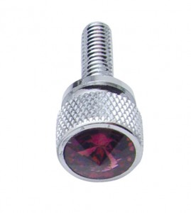 (12/Card) Chrome Kenworth Dash Short Screws W/ Diamond - Purple