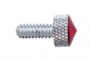 (12/Card) Chrome Kenworth Dash Short Screws W/ Diamond - Red