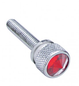 (12/Card) Chrome Kenworth Dash Long Screws W/ Diamond - Red