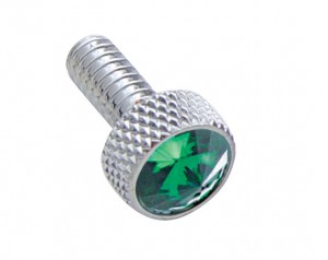 (2/Card) Chrome Peterbilt Small Dash Screw W/ Diamond - Green