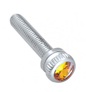 (6/Card) Chrome 2002 Kenworth Dash Screw W/ Diamond - Amber