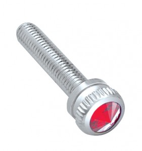 (6/Card) Chrome 2002 Kenworth Dash Screw W/ Diamond - Red