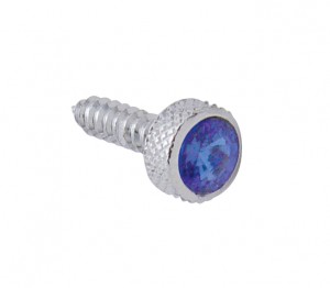 (6/Card) Chrome Kenworth Upper Dash Screw W/ Diamond - Blue
