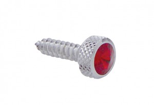 (6/Card) Chrome Kenworth Upper Dash Screw W/ Diamond - Red