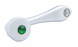 Chrome Window Crank W/ Square Adaptor - Green Diamond