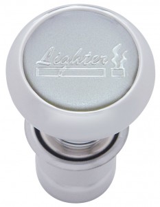 Chrome Aluminum Deluxe Cigarette Lighter W/ Glossy "Lighter" Sticker - Silver