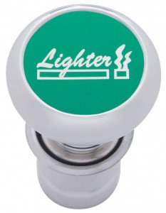 Chrome Aluminum Deluxe Cigarette Lighter W/ Aluminum "Lighter" Sticker - Green
