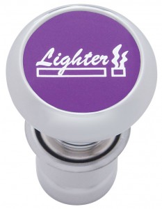 Chrome Aluminum Deluxe Cigarette Lighter W/ Aluminum "Lighter" Sticker - Purple