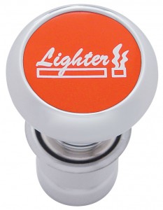 Chrome Aluminum Deluxe Cigarette Lighter W/ Aluminum "Lighter" Sticker - Red