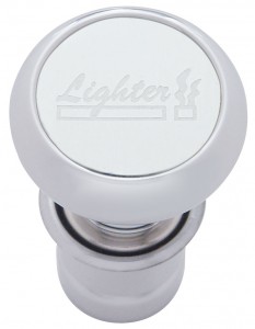 Chrome Aluminum Deluxe Cigarette Lighter W/ Aluminum "Lighter" Sticker - Silver