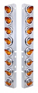 (2/Bulk) Stainless Steel Peterbilt 16 Led Cutout Air Cleaner Bracket W/ 2" Incandescent Beehive Lights & Stainless Steel Bezel