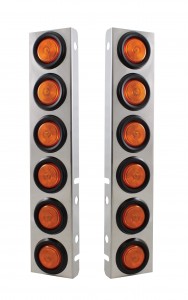 (2/Bulk) Stainless Steel Peterbilt 12 Led Cutout Air Cleaner Bracket W/ 2" Incandescent Flat Lights