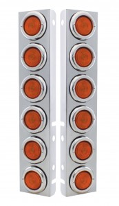 (2/Bulk) Stainless Steel Peterbilt 12 Led Cutout Air Cleaner Bracket W/ 2" Incandescent Flat Lights & Bezel