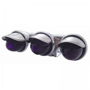Chrome Housing W/ 3 Mini Auxiliary Incandescent Light W/ Stainless Steel Visor - Purple