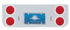 Chrome Rear Center Panel Light W/ Four 4" Round Incand. Lights W/ Stainless Steel Bezel - Red Lens