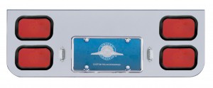 Chrome Rear Center Light Panel W/ 4 Rectangular Lights - Red Lens