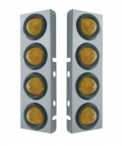 (2/Bulk) Stainless Steel Peterbilt 8 Led Cutout Air Cleaner Light Bracket W/ 2" Incandescent Beehive Light