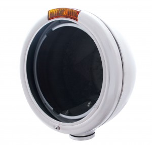 Stainless Steel Peterbilt "Classic" Headlight W/ Signal Light - Amber Lens